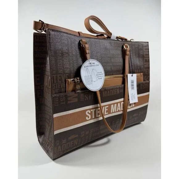 NEW Steve Madden Women's Large Blivia-Printed Logo Tote Bag with Pouch NWT $118 - Picture 6 of 6
